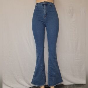Lalavon Classic Blue Flare Jeans for Women Size S